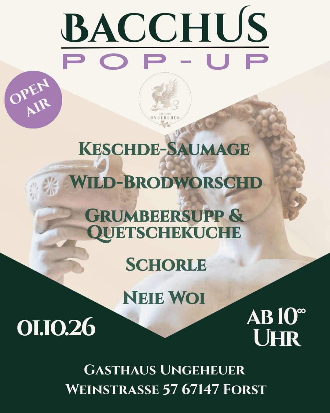 BACCUS POP UP GRILL Open Air